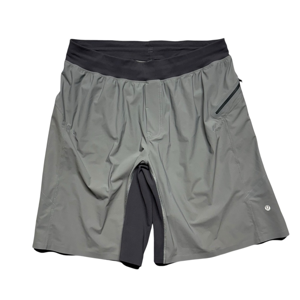 Lululemon Assert Short Mens Large Gray Black 10" Hiking Athletic Water Resistant